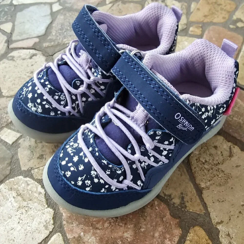 OshKosh B'gosh Toddler Girls' Everplay Sneakers, Purple With Flowers,  Size 5M